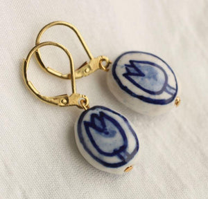 Blue Delft Tulip Earrings