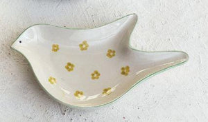 Yellow Flowers Bird Trinket Dish