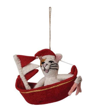 Cat in Sailboat Ornament