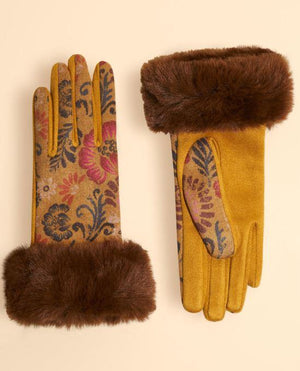 Mustard Floral Gloves