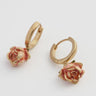 Rose Bud Enamel Huggies Earrings