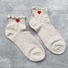 Ivory Red Heart Socks