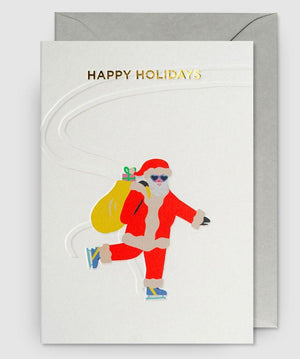 Ice Skating Santa Card