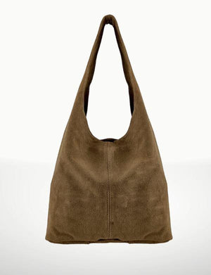 Silvia Dark Taupe Suede Leather Bag