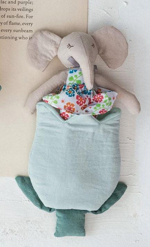 Stuffed Elephant in Blue Flower