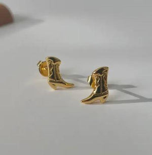 Gold Boot Studs Earrings