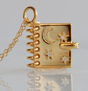 Moon and Back Locket Necklace