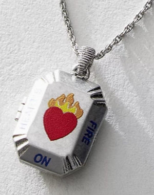 Hand Painted Steel Fire Locket Necklace