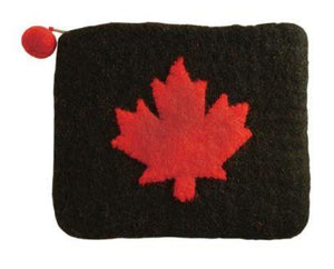 Felt Black Pouch with Maple Leaf