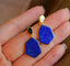 Genuine Ocean Blue Lapis Lazuli Hexagon Drop Earrings