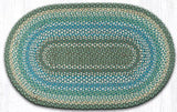 Sage, Ivory & blue Braided Jute Rug 27"x45"