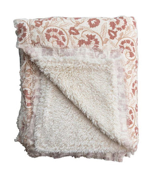 Rose Patterned Sherpa Blanket