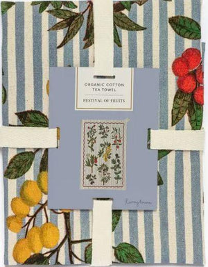 Festival of Fruits Striped Tea Towel