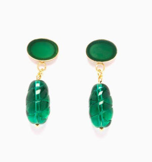 Chrysoprase & Emerald Glass Drop Earrings