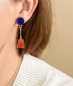 Lapis & Vintage Glass Drop Earrings