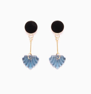 Onyx and Vintage Glass Drop Earrings