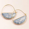 Blue Howlite Gold Prism Hoop Earrings