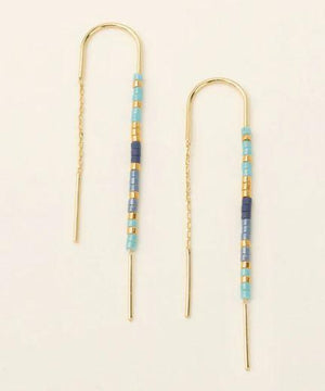 Cobalt Thread Bead Drop Earrings