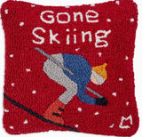 Red gone Skiing Wool Hook Pillow