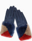 Navy Suede Gloves with Colour Cuff