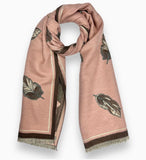 Feather Print On Cashmere Blend Reversible Scarf