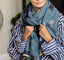 Blue Cashmere Blend Cat Scarf