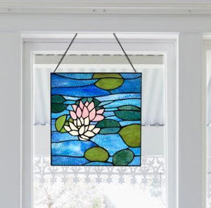 Blue Lotus Pond Stained Glass