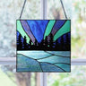 Northern Lights Lake Stained Glass