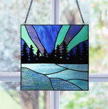 Northern Lights Lake Stained Glass