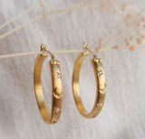 Celestial-etched Opal Gold Hoops