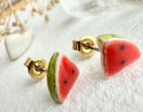 Porcelain Watermelon Slice Stud Earrings