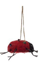 wool felt ladybug christmas tree ornament, holiday decor