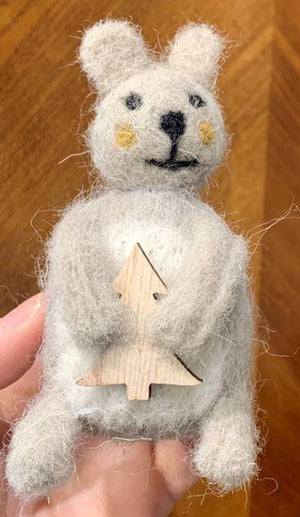 Grey Bear Holding Tree - Christmas Ornament