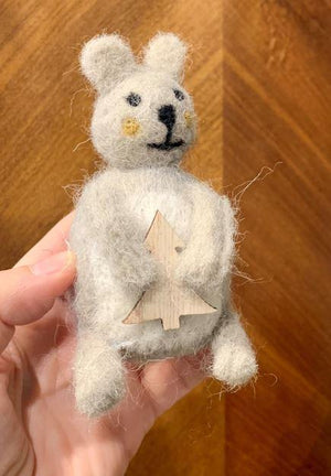 Grey Bear Holding Tree - Christmas Ornament