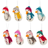 Felt Snowman Ornament - Teal/Red