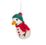 Felt Snowman Ornament - Teal/Red